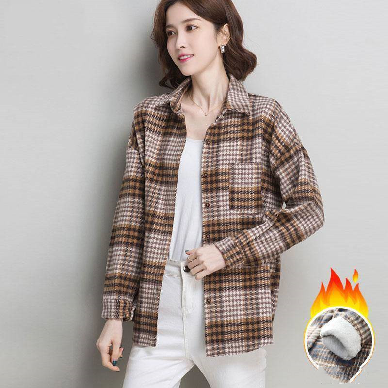 Schoolgirls' Retro Hong Kong Style Plaid Shirt