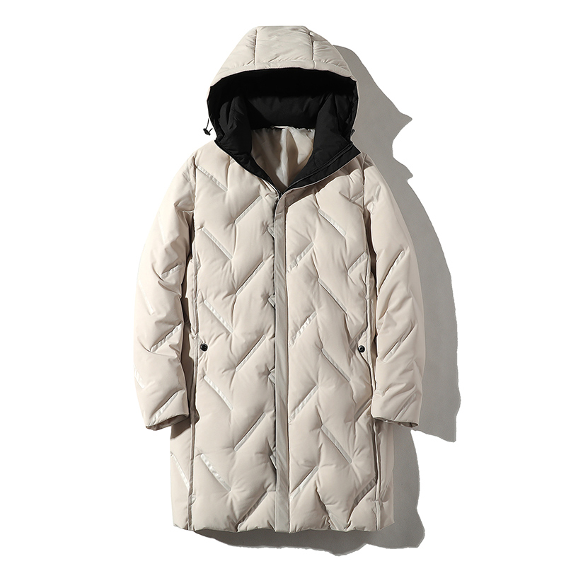 Down Men's Mid-length Korean Style Trendy Hooded Loose Winter Jacket