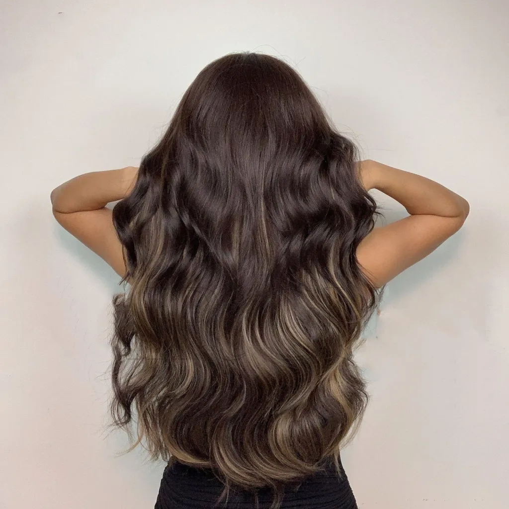 Female Chestnut Blond Bangs Long Curly Air Bangs Synthetic Fiber Wig - 2 Style