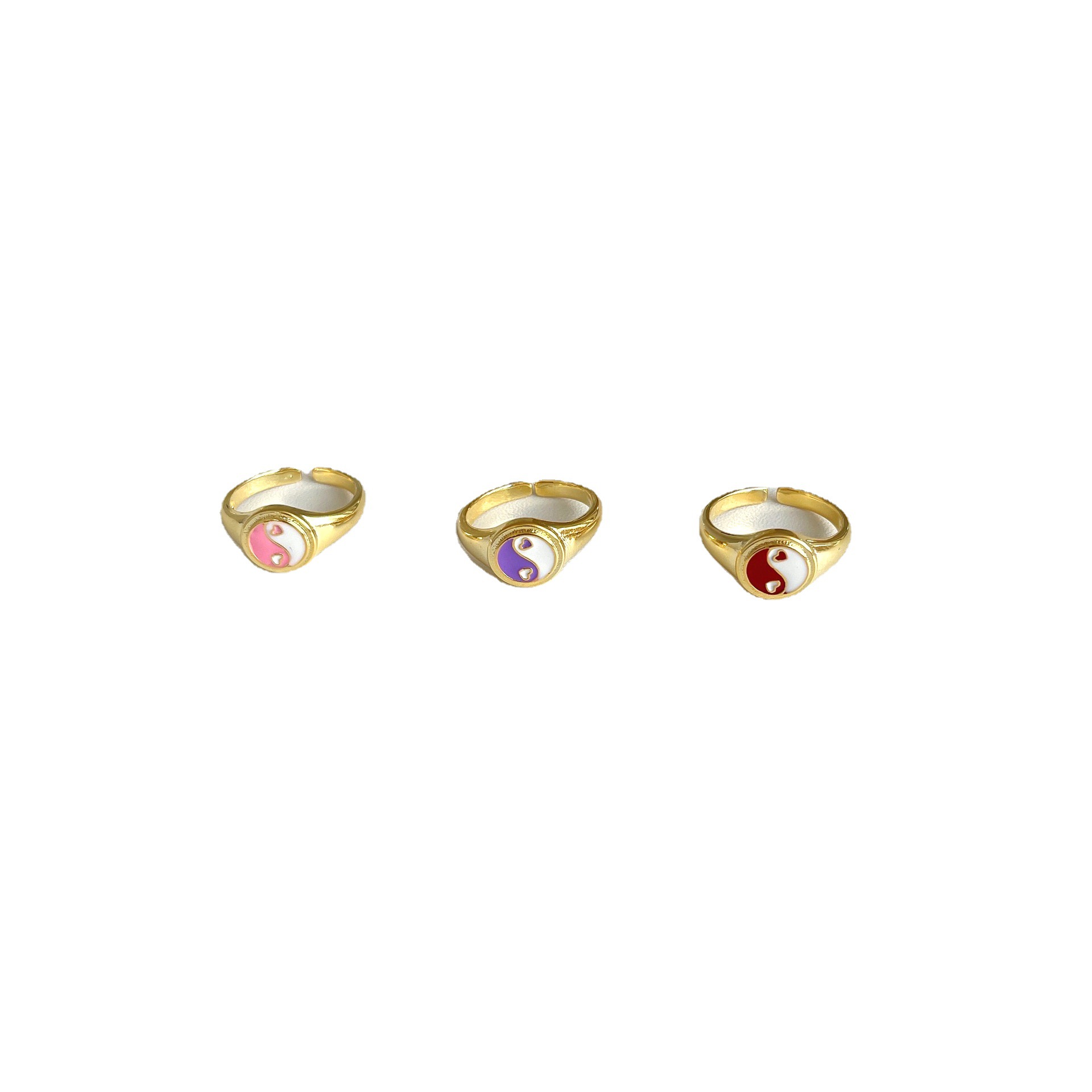 Retro Golden Opening Epoxy Fashion Personality Stacking Love Ring