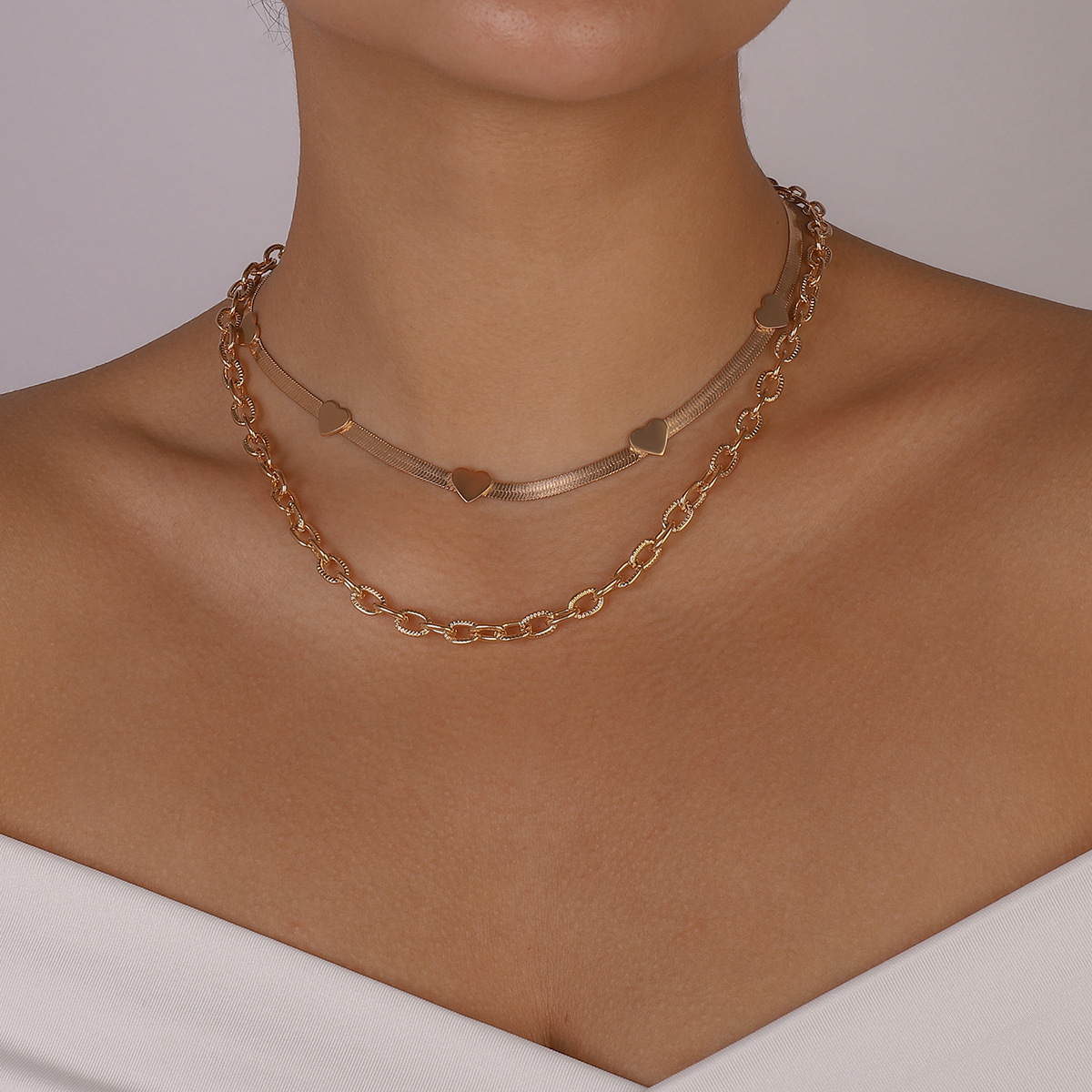 Creative Love Double Simple Geometric Necklace