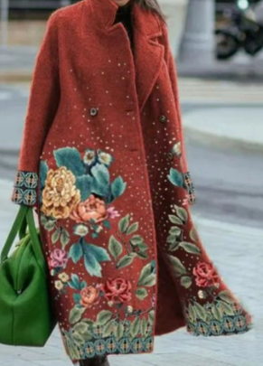 European And American Women's New Long Sleeved Large Woolen Overcoat