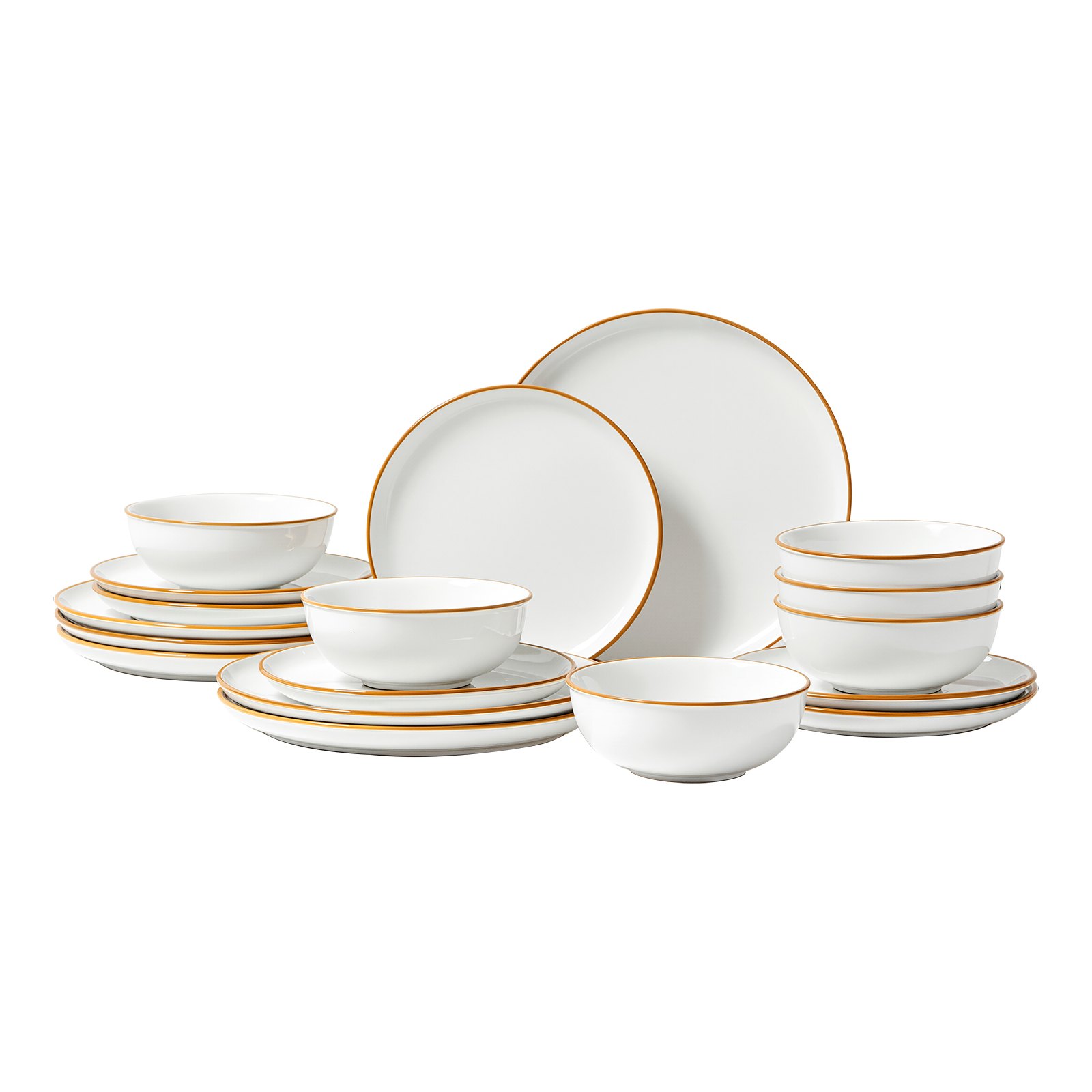Service de vaisselle 18 pièces, assiettes et bols en céramique