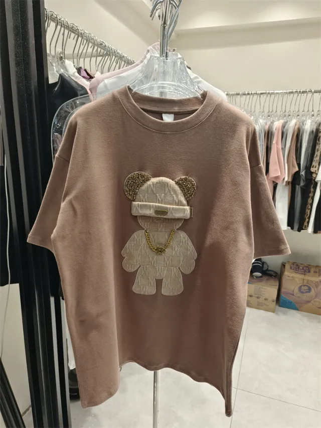 Cartoon Peplum Women's Printed Half Sleeve T Shirt Coffee - Shop at LoveMi