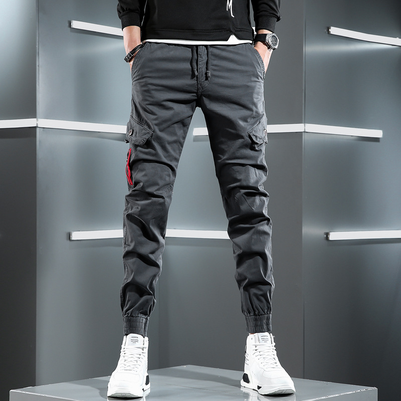 Overalls Men's Slim Small Feet Casual Bundle Elastic Waist Long Pants