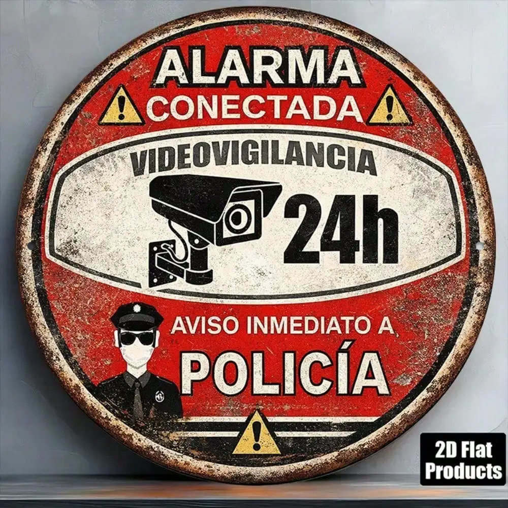 Vintage Spanish 24-Hour Video Surveillance Alarm Round