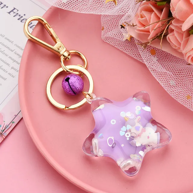 New Trendy Acrylic Five pointed Star Keychain Boutique Purple - Shop at LoveMi