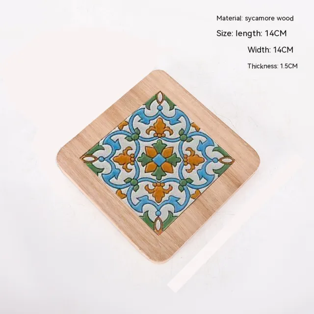 Vintage Solid Wood Tile Handle Potholder Square Model D - Shop at LoveMi