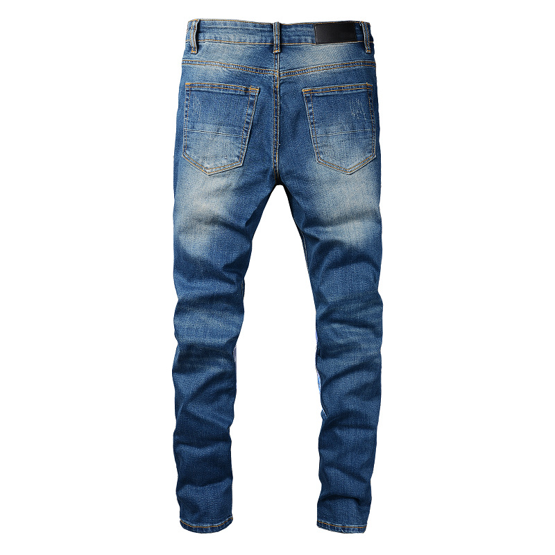 Title 5, Erkek Ripped Patch Jean Trendy Slim Fit Erkekle...