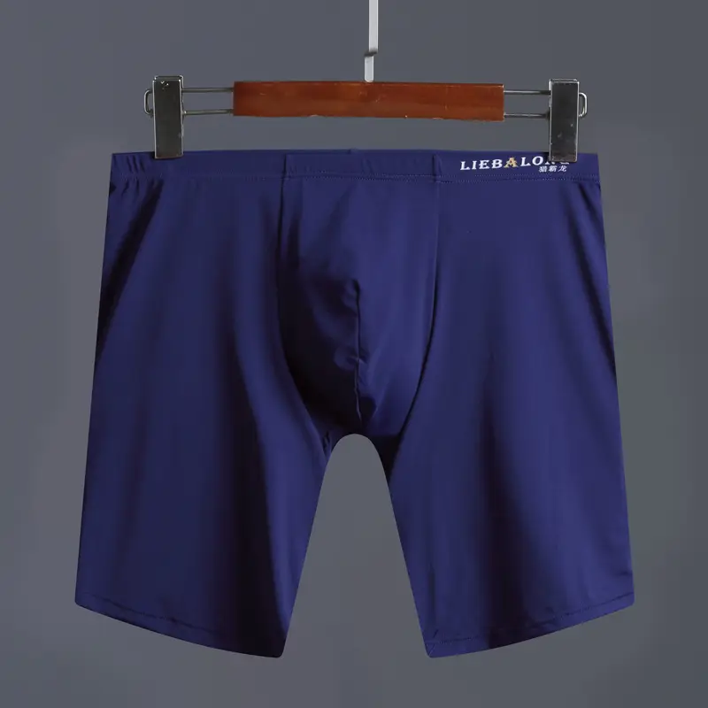 Ice Silk High Elastic Double Front Low Waist Solid Color Boxers