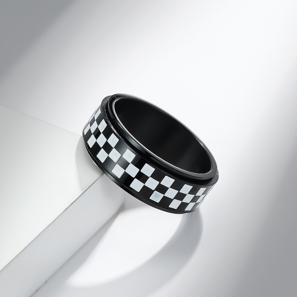 Title 1, Black And White Check Stainless Steel Rotating ...