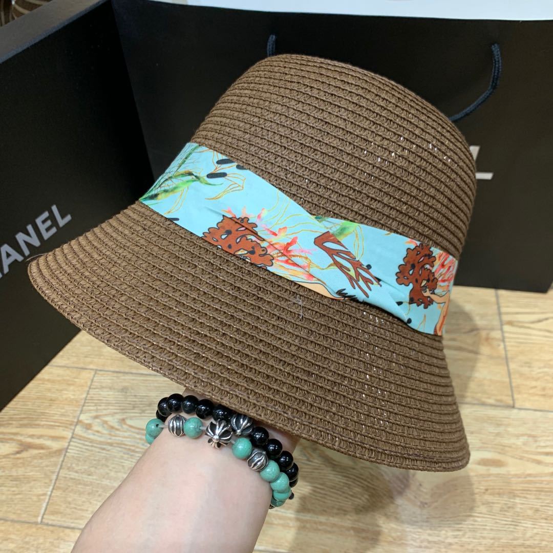 New Mermaid Ribbon Sunscreen Sunshade Bucket Hat Coffee - Shop at LoveMi