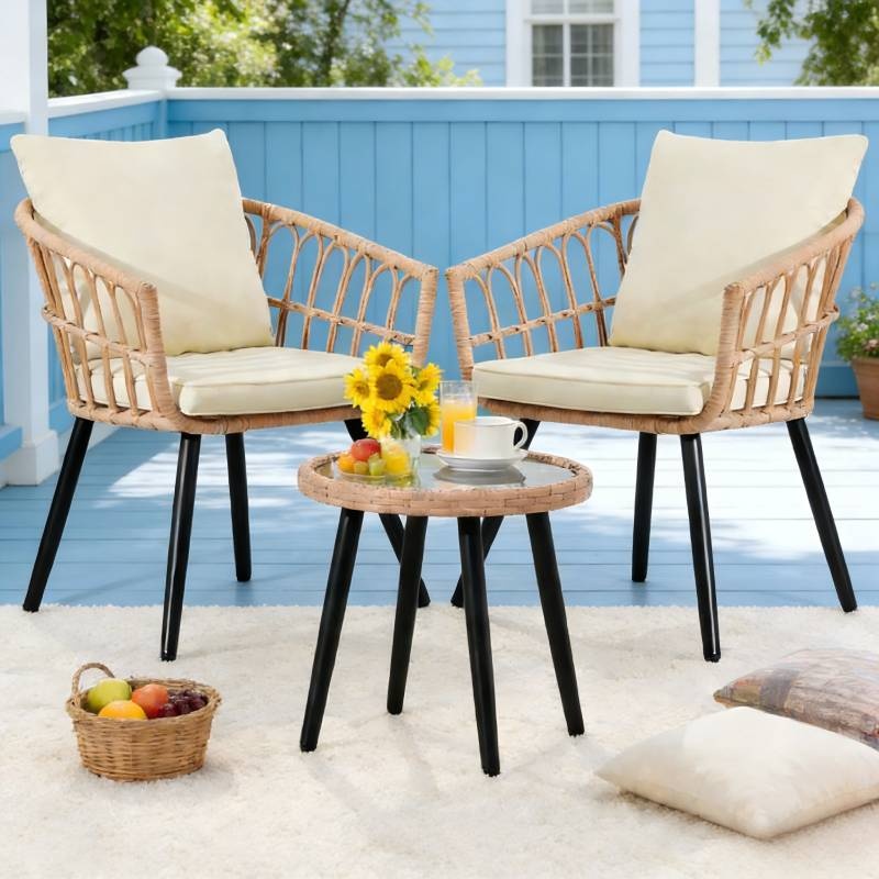 3 Piece Wicker Patio Bistro Set, picture 2 of 4