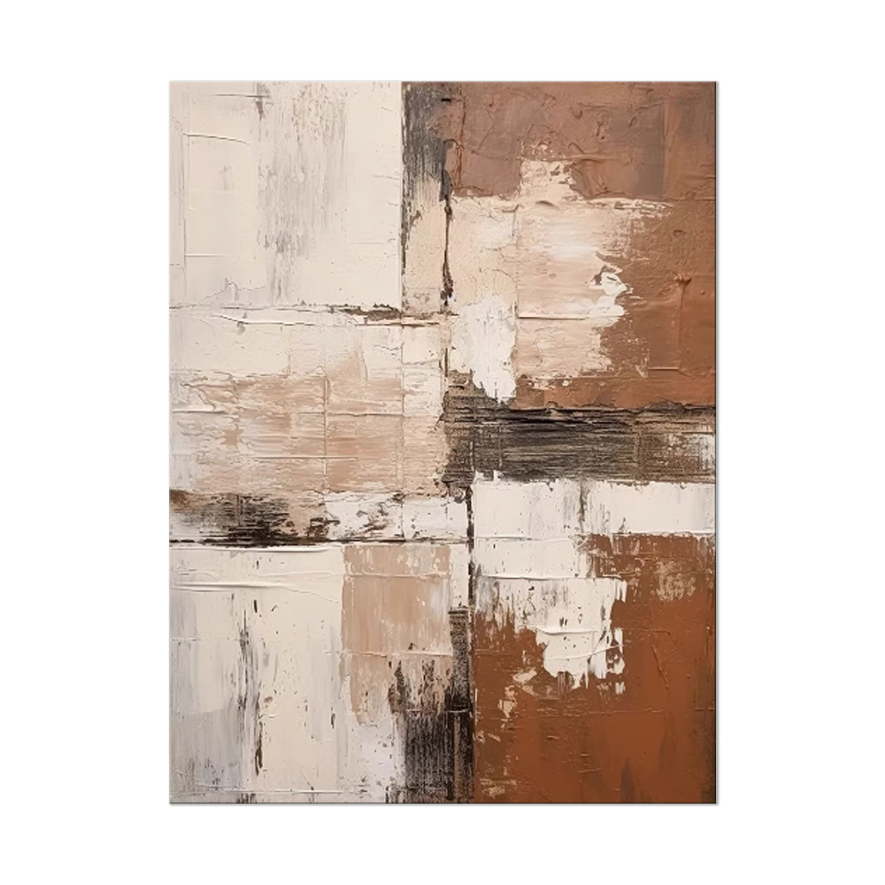Large Abstract Handmade Painting Brown Textured Wall Art Minimalist Wabi-sabi Modern Home Living Room Decor