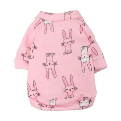 Fleece Print Sweatshirt Teddy Biped Dress - Pink Bunny - View 1