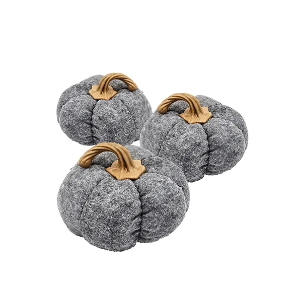 Set Of 3, 8.3x8.3x5.5 Gray Pumpkin, Pumpkin Ornament Decor For Holiday Harvest Festival Fall Festival   Thanksgiving
