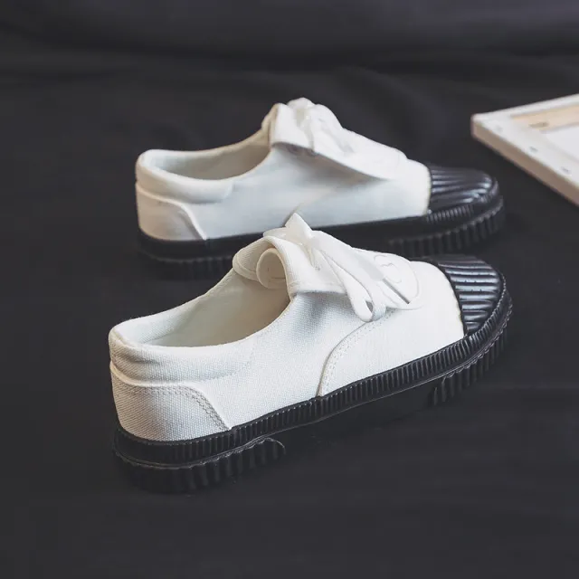 Korean Clamshell Canvas Female Niche Fashion Casual Small White Shoes White - Shop at LoveMi