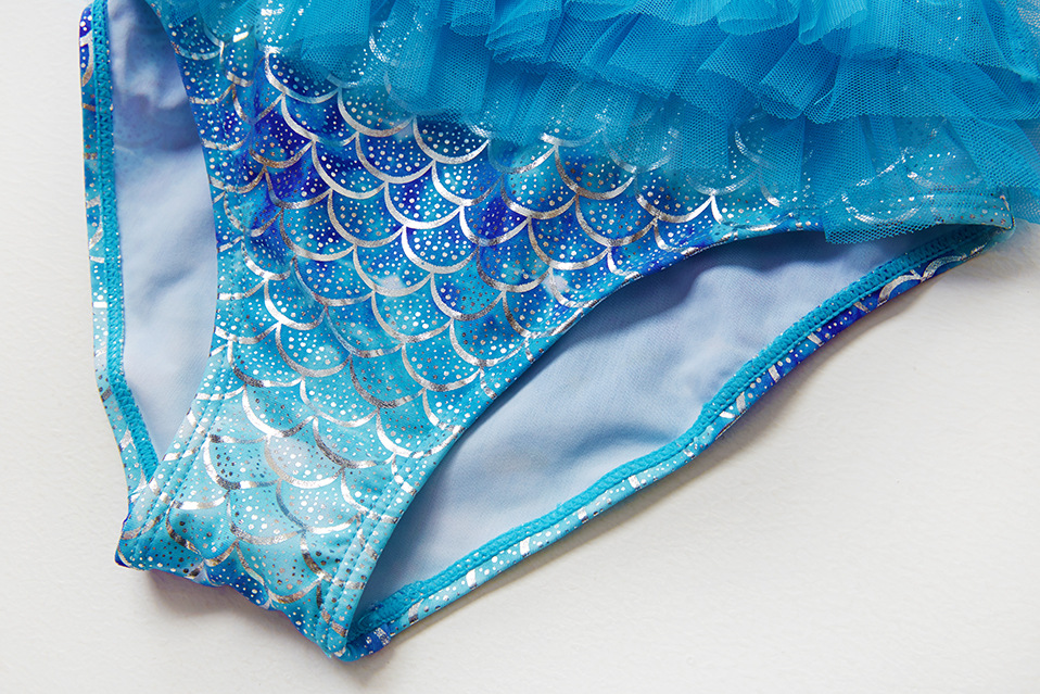 Girls' Silver Ironing Nylon One Piece Swimsuit