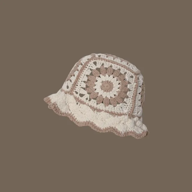 Handmade Design Double Color Hollow Basin Hat Women''s Japanese Knitted Crochet Bucket Hat Korean Wool Fisherman Hat Rice Coffee - Shop at LoveMi