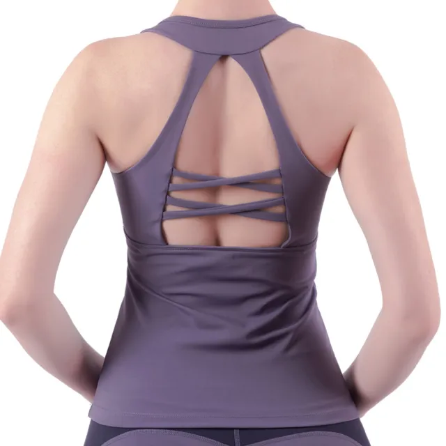Shockproof Running Tank Top Sleeveless Women Hibiscus Violet - Shop at LoveMi