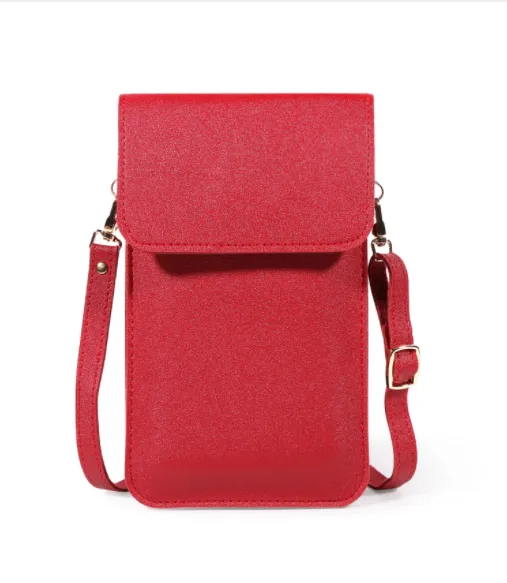 Mini Shoulder Crossbody Bags For Women Casual Solid Color Mobile Phone Bag Long Wallet Red - Shop at LoveMi