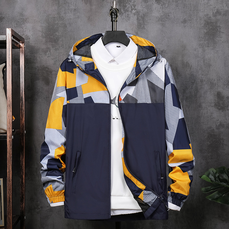 Men's Hooded Sports Casual Jacket Outdoor Windbreaker Student Class Clothes