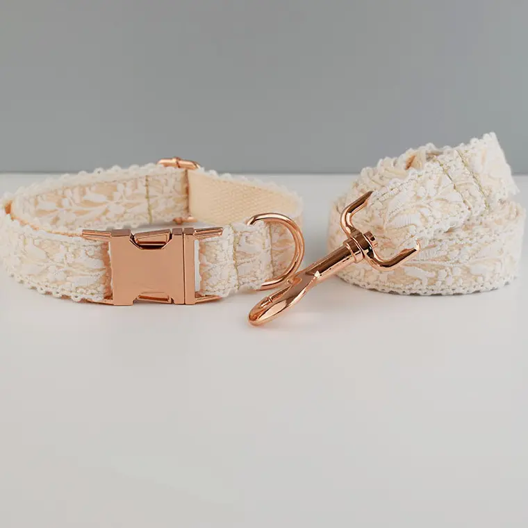 Leaf Lace Pet Collar Bow Metal Buckle