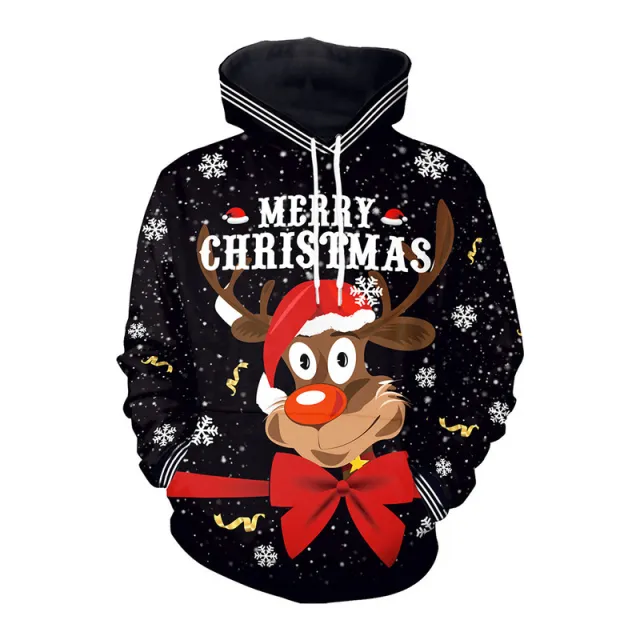 Elk Christmas Animal Print Couple Hooded Sweater Sb101126 L - Shop at LoveMi