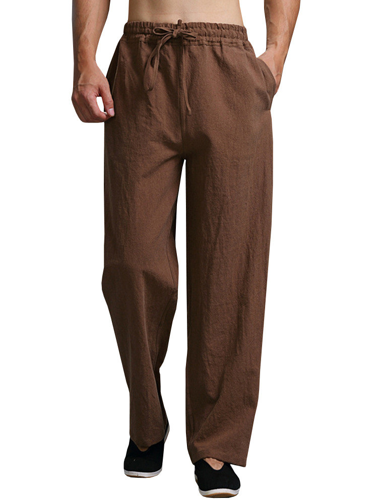 Multicolor Straight Leg Loose Belted Trousers