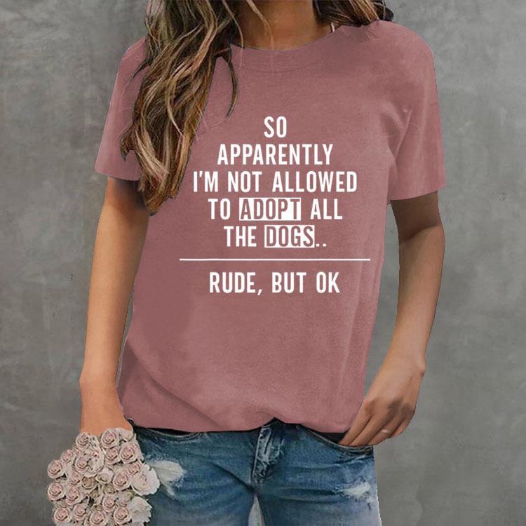 Fashion Round Neck Letter Loose Short Sleeve T-shirt For Women