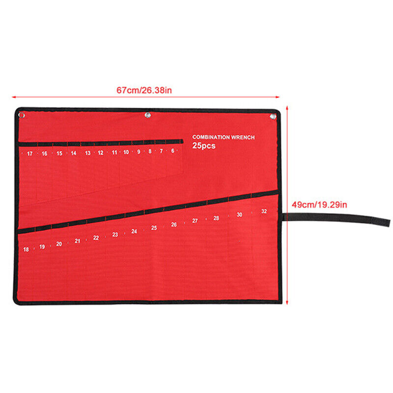 25 Pocket Canvas Spanner Wrench Storage Bag Tool Roll Up Organizer Pouch Case. — image 5