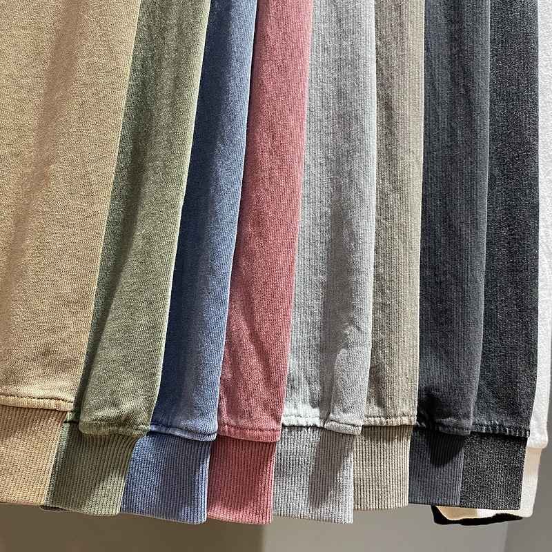 High Quality Heavyweight Washed Distressed Vintage Long Sleeve T-Shirt