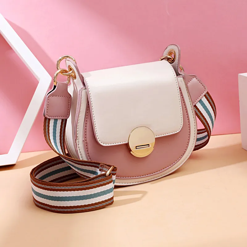 One-shoulder Diagonal Western Simple Casual Ladies Small Square With Lid Mini Bag - Pink