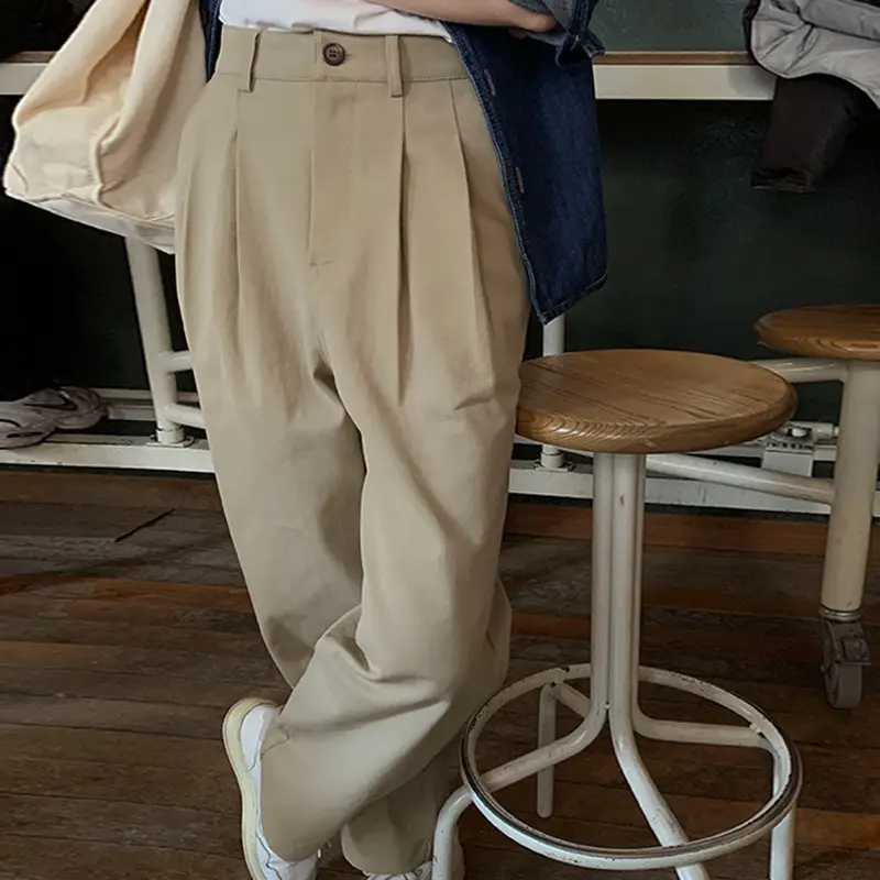 Women's Simple Temperament Retro Commuter High Waist Casual Pants