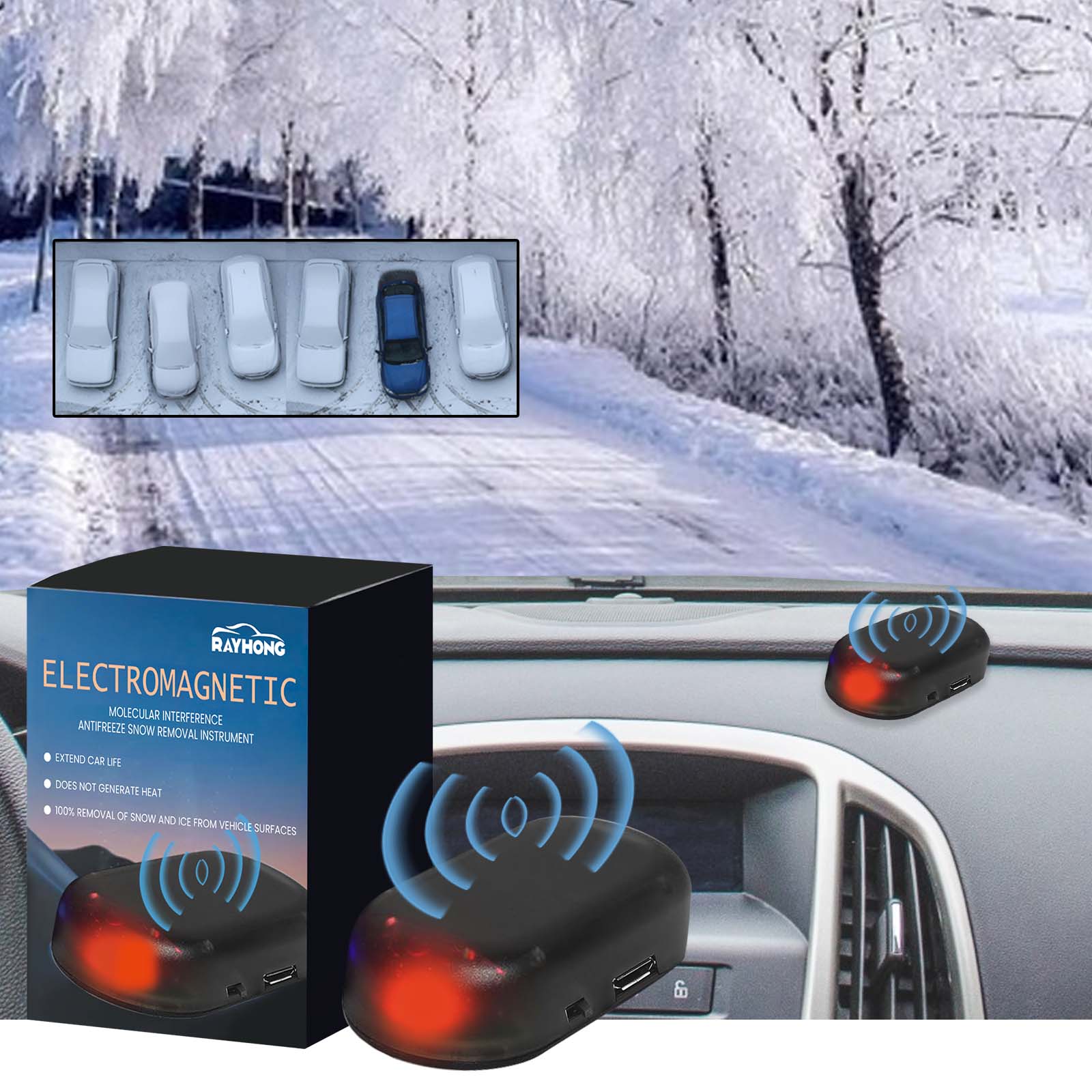 Rayhong Car Snow Removal Tool Glass Defrosting And Melting Quick Portable Mini Defroster 1PCS 3