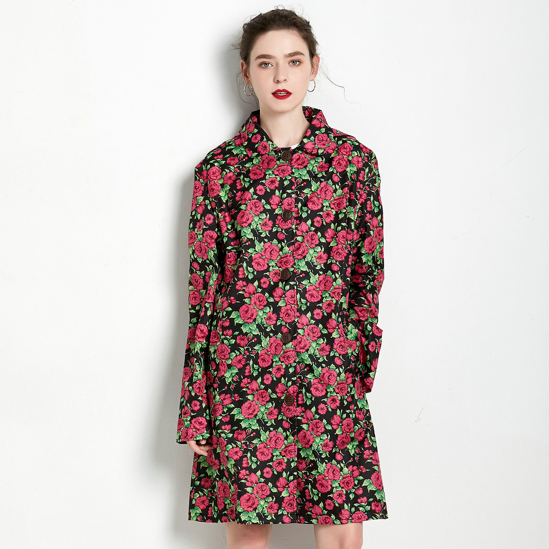 Rose Trench Coat Mid-length Women