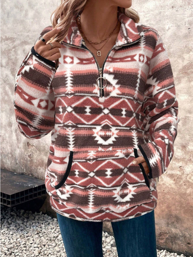 Women's Half-Zip Sweatshirt,Long Sleeve Tops