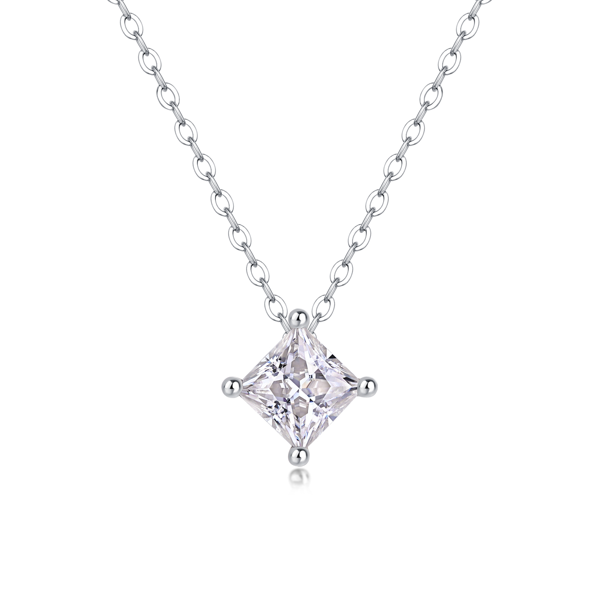 1Stay Together - A Fashionable And Luxurious Diamond Jewelry Pendant Set With Square Moissanite S925 Sterling Silver. Prohibit TikTok sales