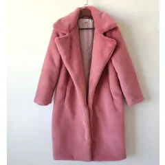 Fashion New Velvet Fur Long Coat Women - Pink - View 1