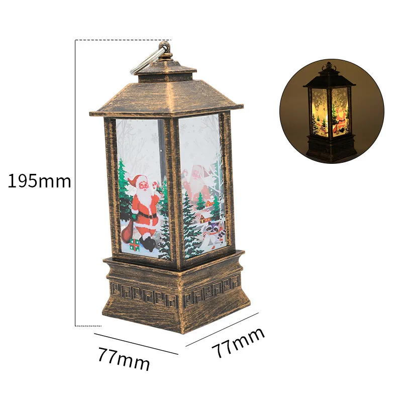 Christmas Flame Storm Lantern Elderly Decoration LED Luminous Ornaments Candlestick Lamp - L Bronze Santa Claus