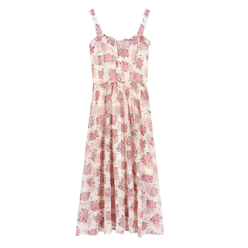 Women's French Floral High-end Suspender Dress