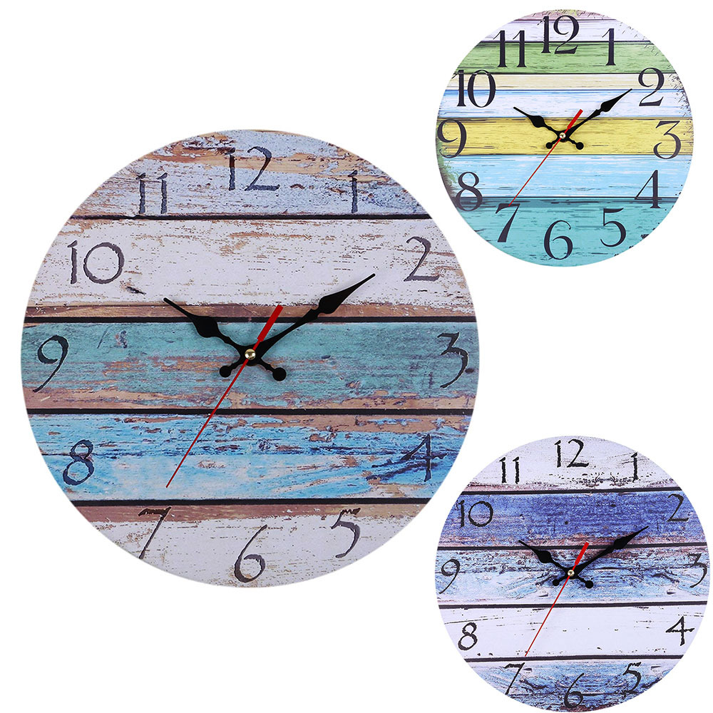 Retro Pastoral Style Wall Clock Home Living Room Decoration Wall