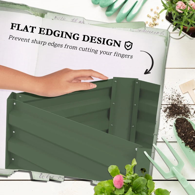 Raised Garden Bed With Tomato Cage For Climbing Vines, Green