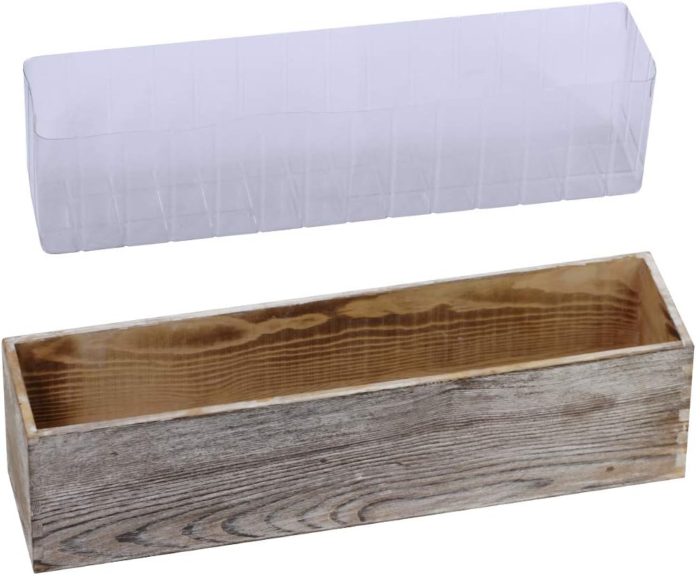 Wood Planter Box 1 PCS, 17.3x3.9x3.9 Inch Whitewashed Rectangular Wooden Box With Inner Plastic Liner For Floral Decor product image