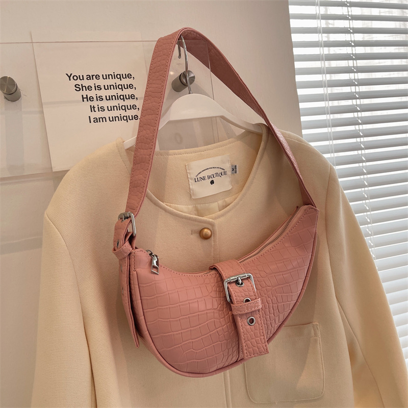 High quality Texture Niche Design Women's Shoulder Bag Pink - Shop at LoveMi