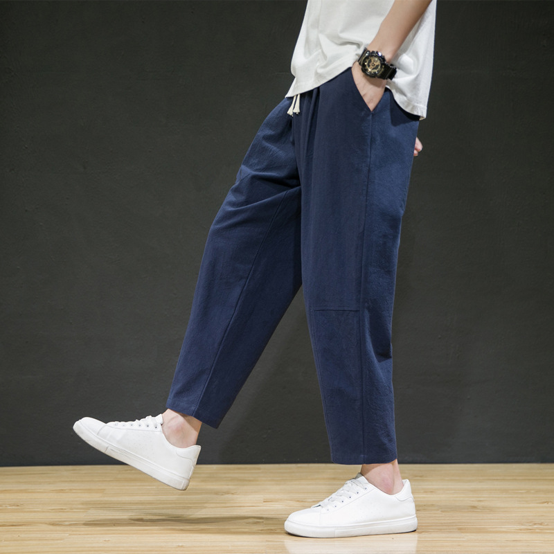 Title 6, Mens Cotton and Linen Loose Linen Straight-leg...