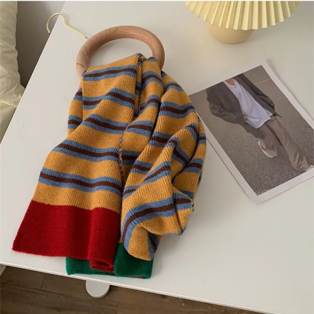 Women's Fashion Versatile Striped Warm Scarf Yellow - Shop at LoveMi