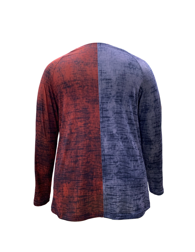 Women's Casual Fashion V-neck Pull Printed Long-sleeved Top T-shirt