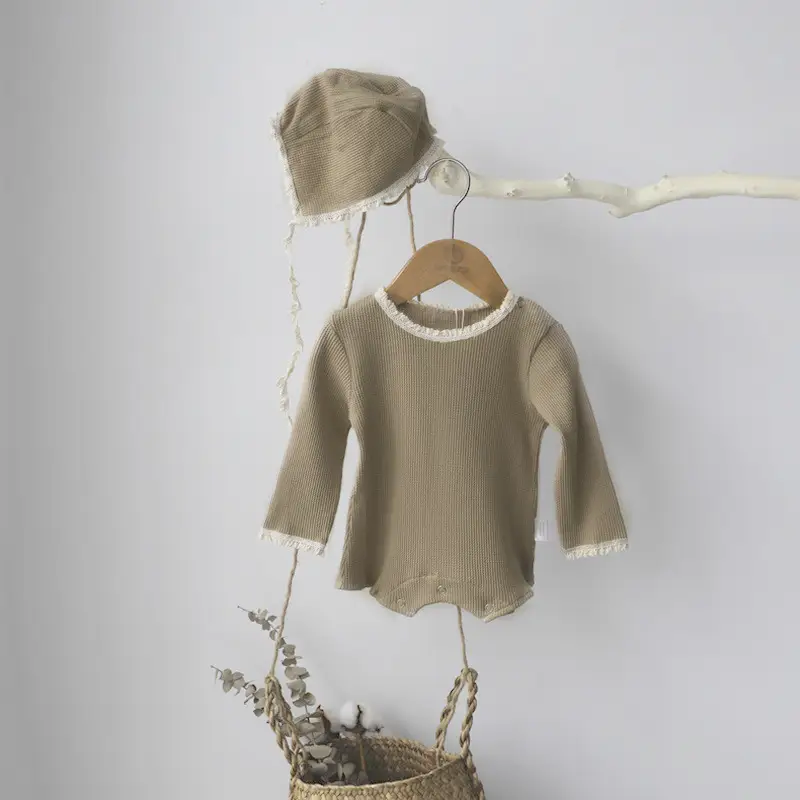 Cotton Lace Hooded Baby Triangle Romper