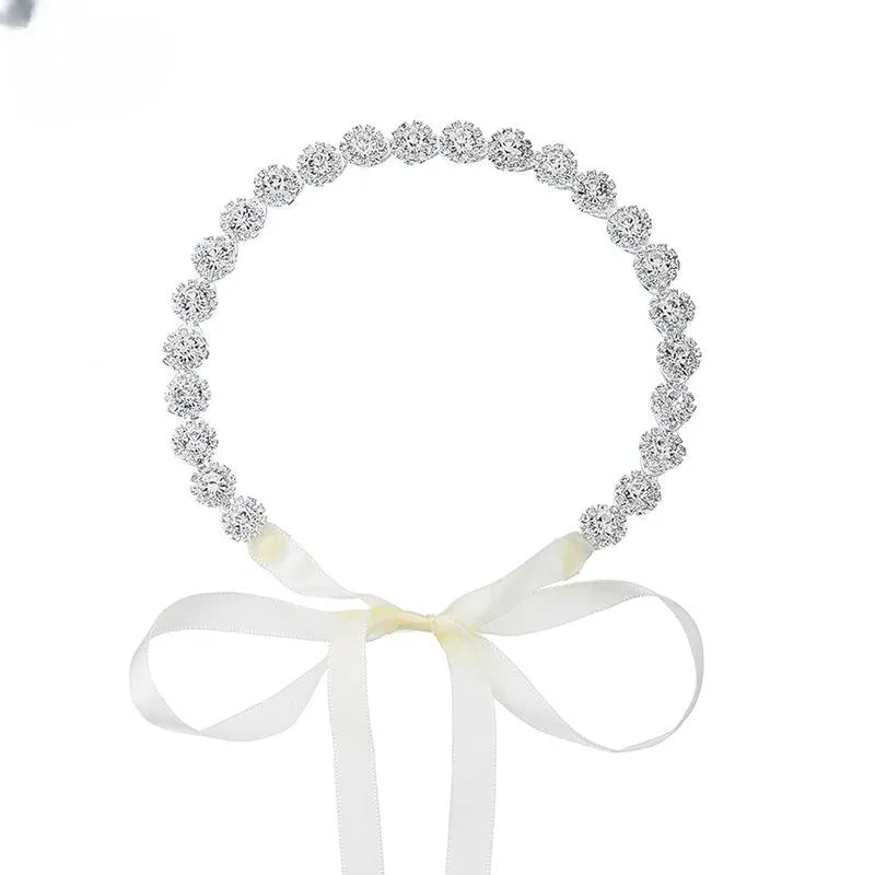 Bridal Rhinestone SUNFLOWER Hair Band Wedding Photography Accessories Banquet Headdress - Silver